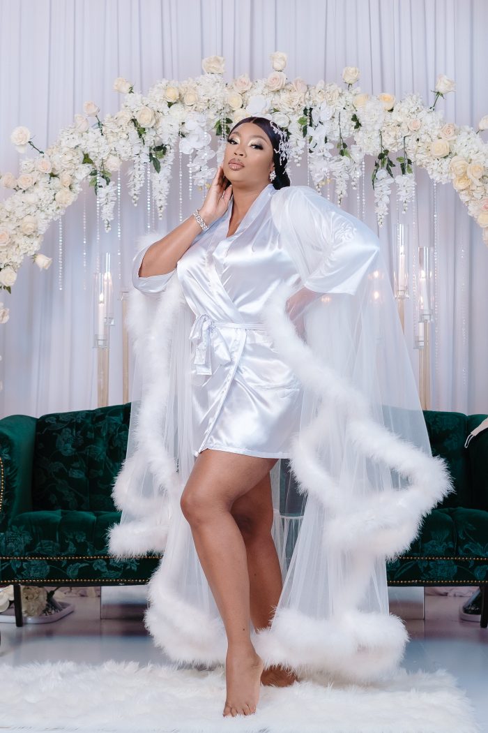 Black Model Wearing Nightgown Before Wedding Ceremony