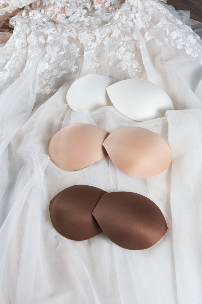 Bra cups in three different colors