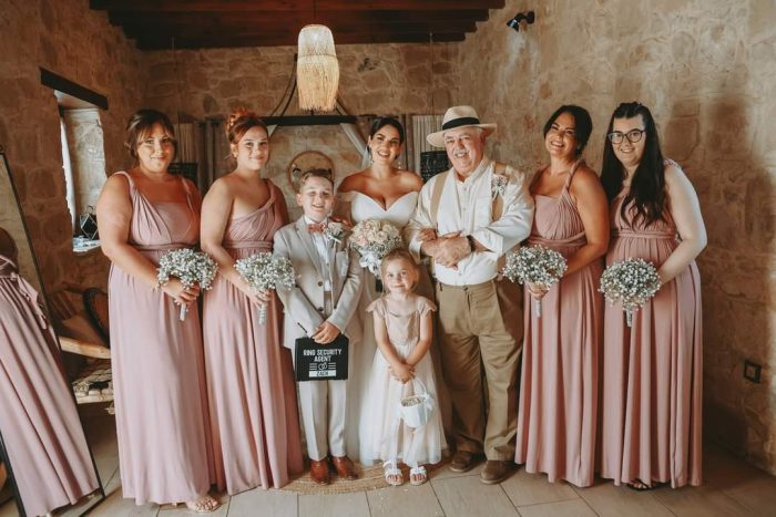 Alice wearing Nerida by Sottero and Midgley with her flower girl