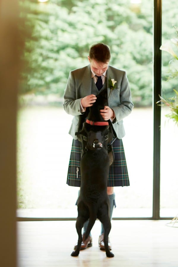 Real Groom Wearing Kilt at UK Wedding