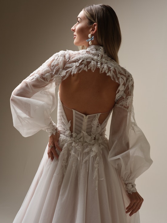 Bride wearing bridal accessories Arden Jacket