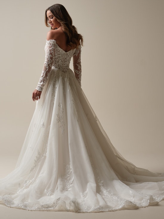 Bride wearing a wedding dress made with lower-impact fabrics called Rita by Maggie Sottero