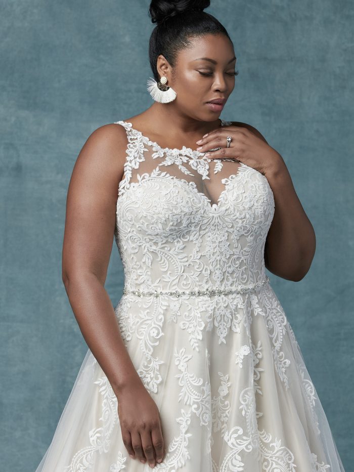 Plus Size Model Wearing A-line Wedding Dress called Shelissa Lynette by Maggie Sottero