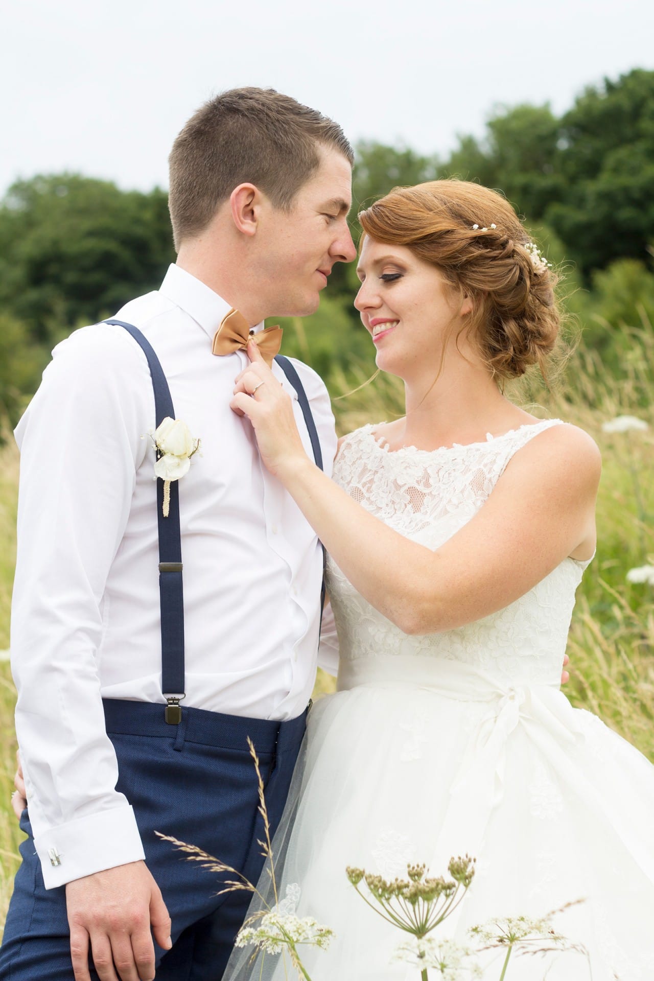 Groom with Real Bride Wearing Maggie Sottero Wedding Dress in the UK