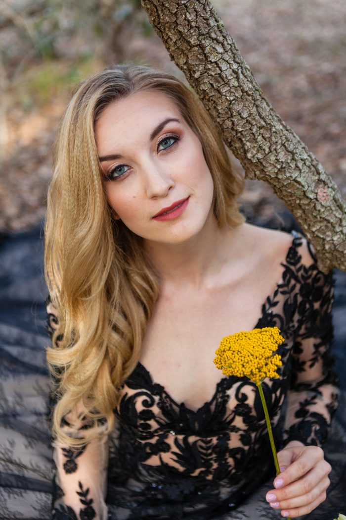 Zander Black Lace Aline Wedding Dress Rustic