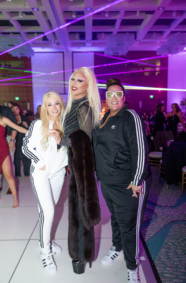 Brides Katie and Curly with a Lady Gaga drag queen